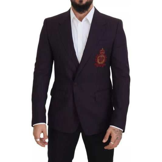 Purple Logo Single Breasted Wool Blazer