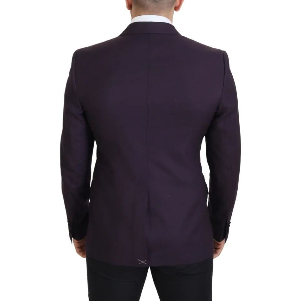 Dolce & Gabbana Purple Logo Single Breasted Wool Blazer Dolce & Gabbana