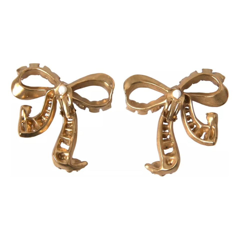 Dolce & Gabbana Gold Brass Pink Clear Crystal Bow Fiocchi Christmas Dolce & Gabbana