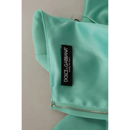 Dolce & Gabbana Mint Green Sheath Square Neckline Midi Dress