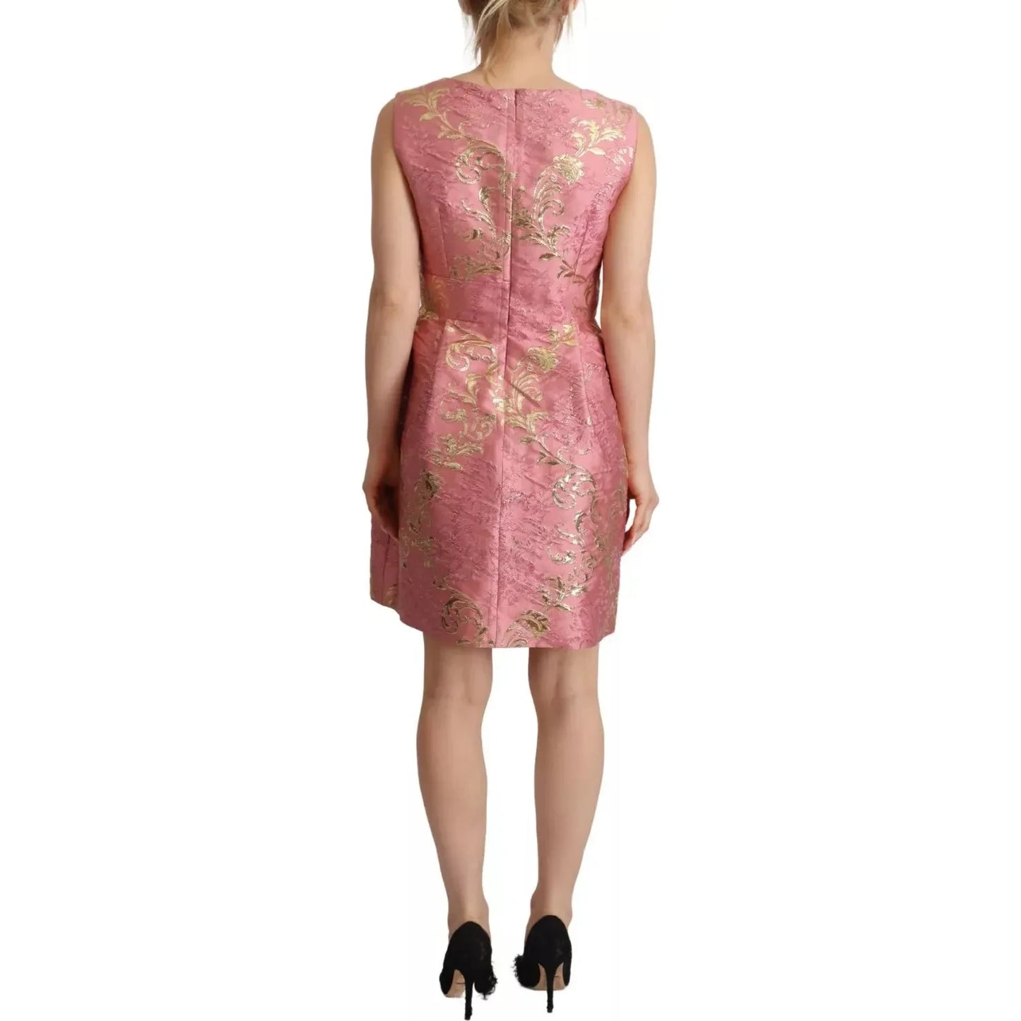 Dolce & Gabbana Sundress Pink Floral Jacquard Sleeveless Mini Dress Dolce & Gabbana