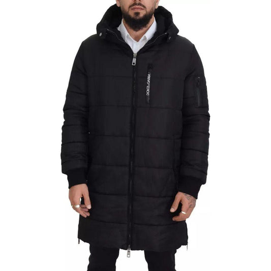 Dolce & Gabbana Black Nylon Hooded Parka Coat Winter Jacket Dolce & Gabbana