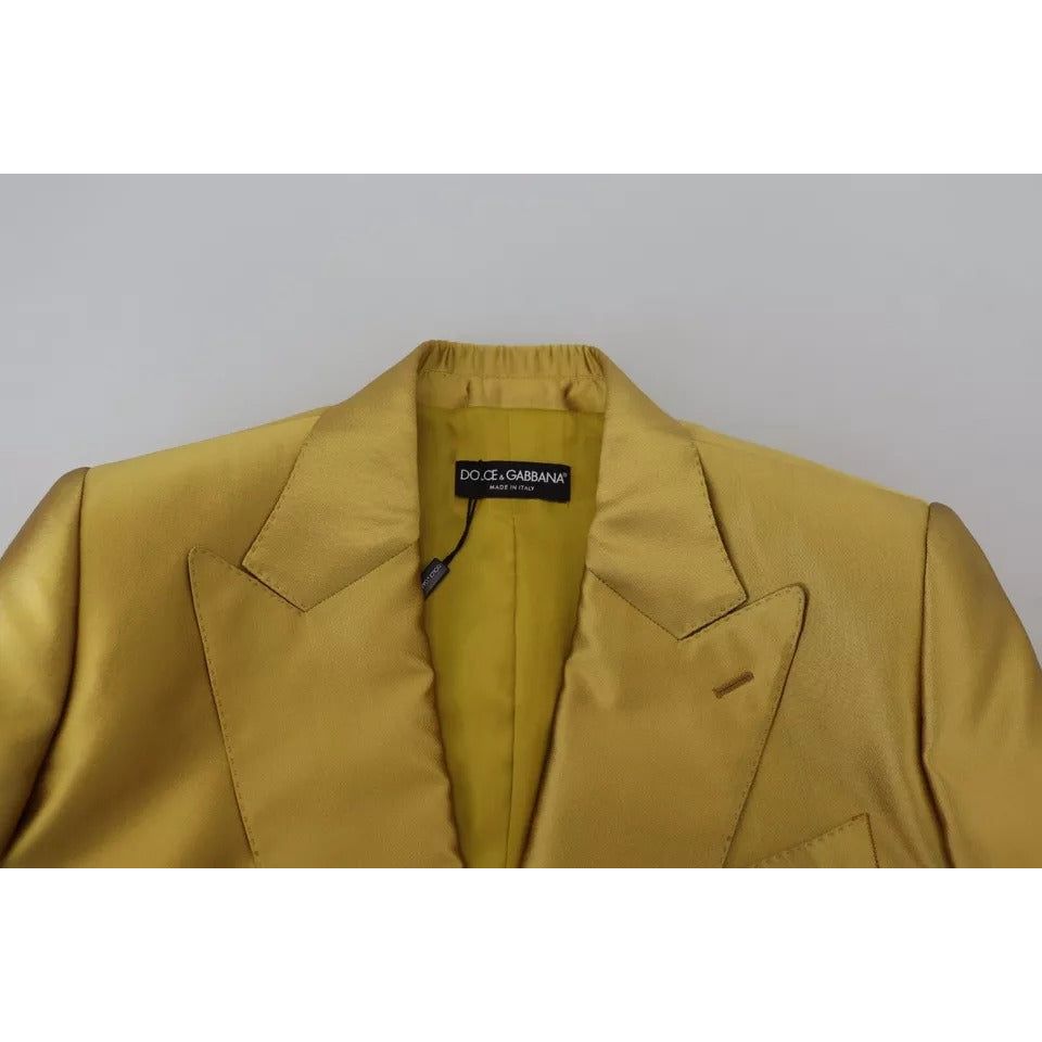 Dolce & Gabbana Gold Satin Long Sleeves Blazer Coat Jacket Dolce & Gabbana