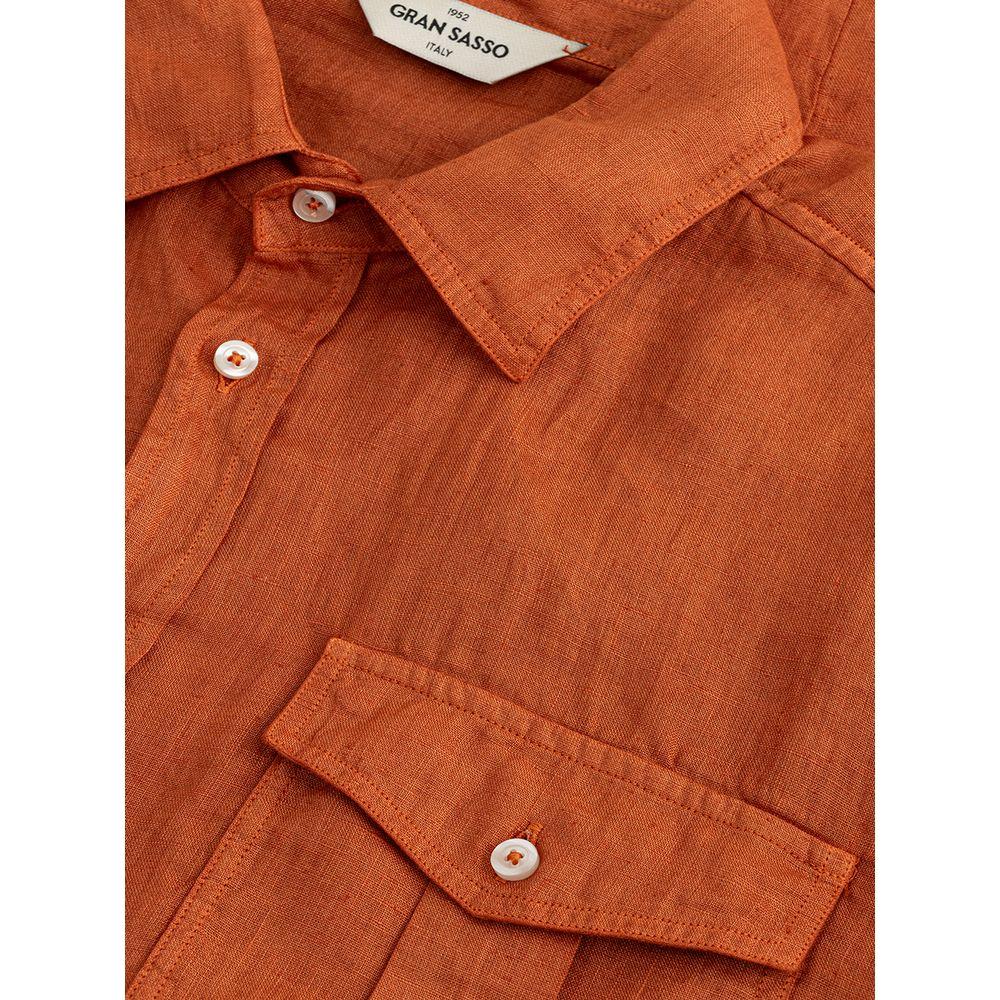 Gran Sasso Elegant Linen Brown Shirt for Men Gran Sasso