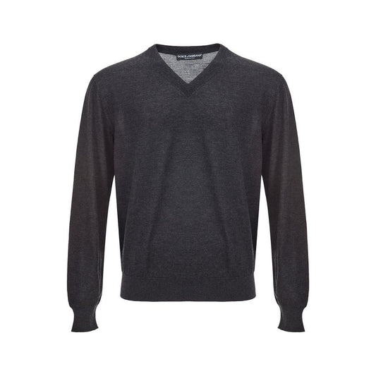 Elegant Gray Cashmere Sweater for Men