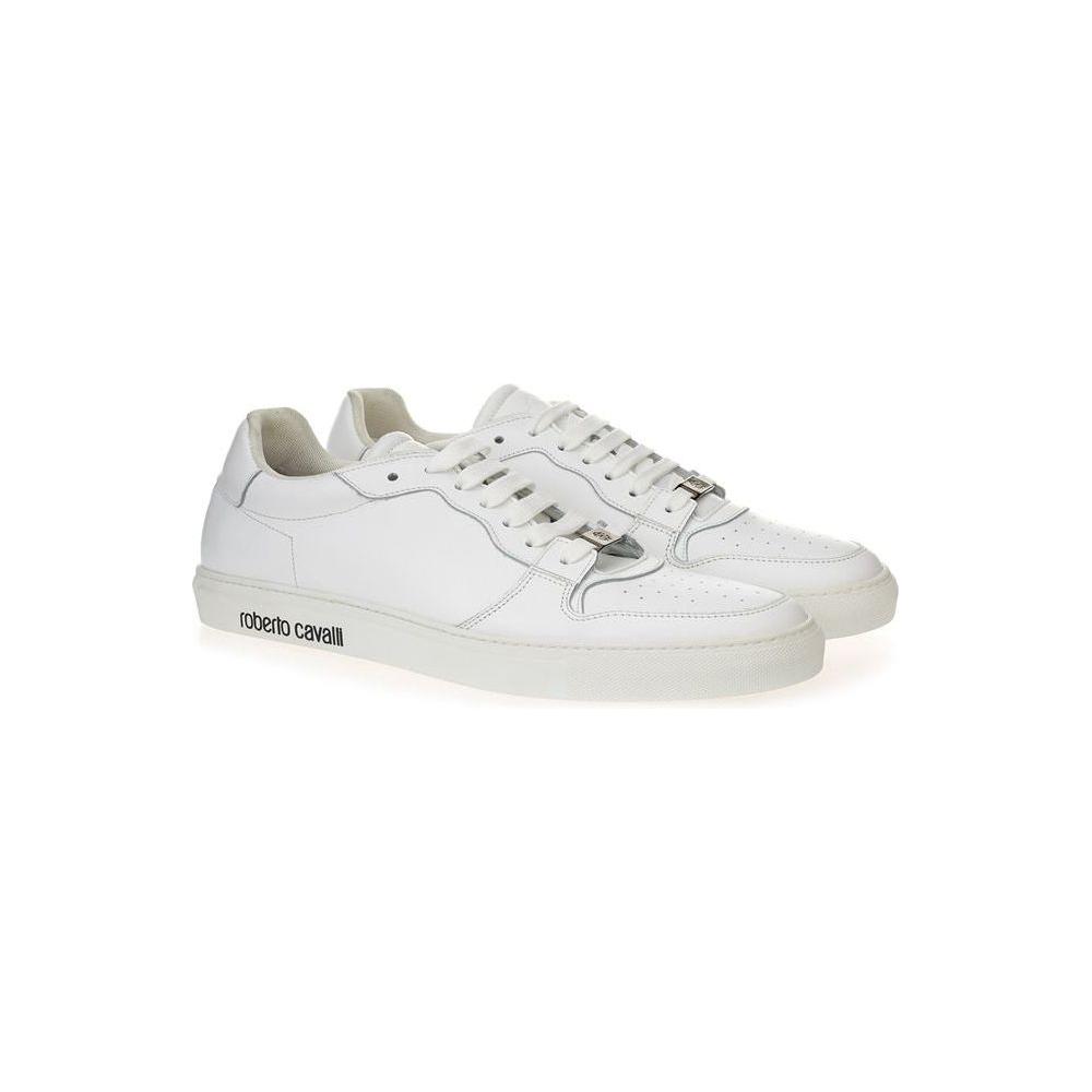 Roberto Cavalli White Leather Sneakers Luxe Footwear Roberto Cavalli