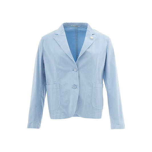 Lardini Elegant Turquoise Cotton Jacket Lardini