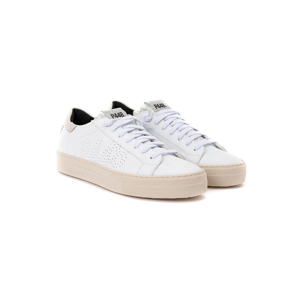 P448 White Leather Sneakers Elegant Casual Footwear P448