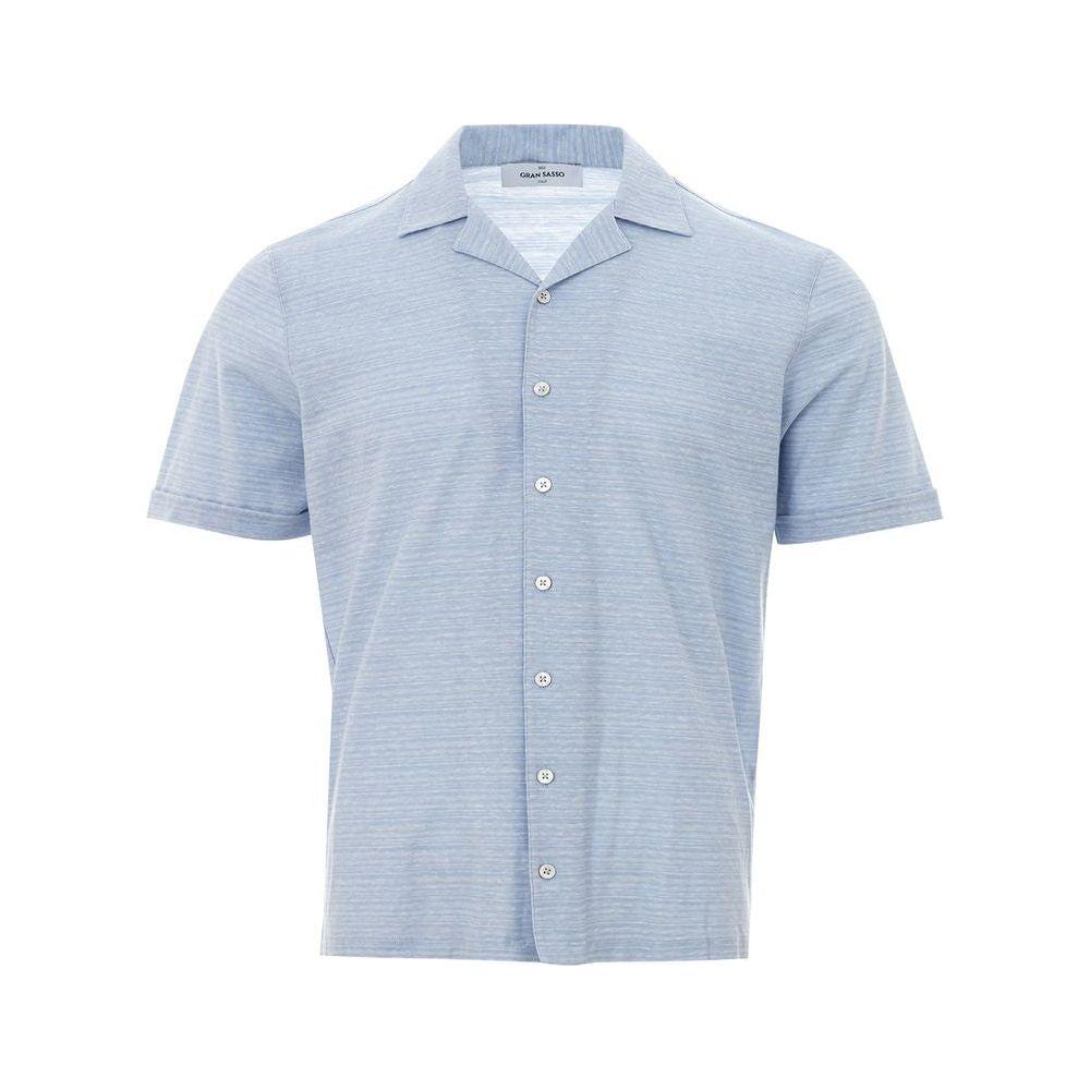 Gran Sasso Elegant Light Blue Linen-Cotton Men's Shirt Gran Sasso