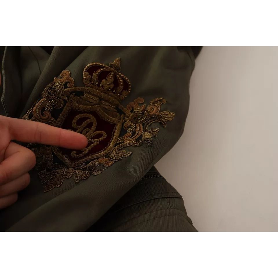 Dolce & Gabbana Green Cotton DG Love Blouson Coat Jacket