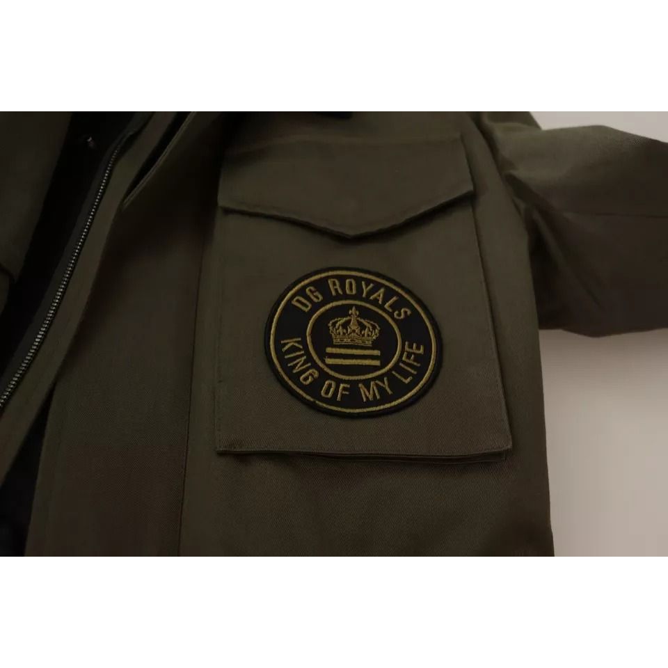 Dolce & Gabbana Green Cotton DG Love Blouson Coat Jacket