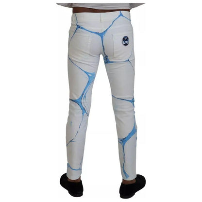 Dolce & Gabbana White Blue Cotton Skinny Denim Jeans