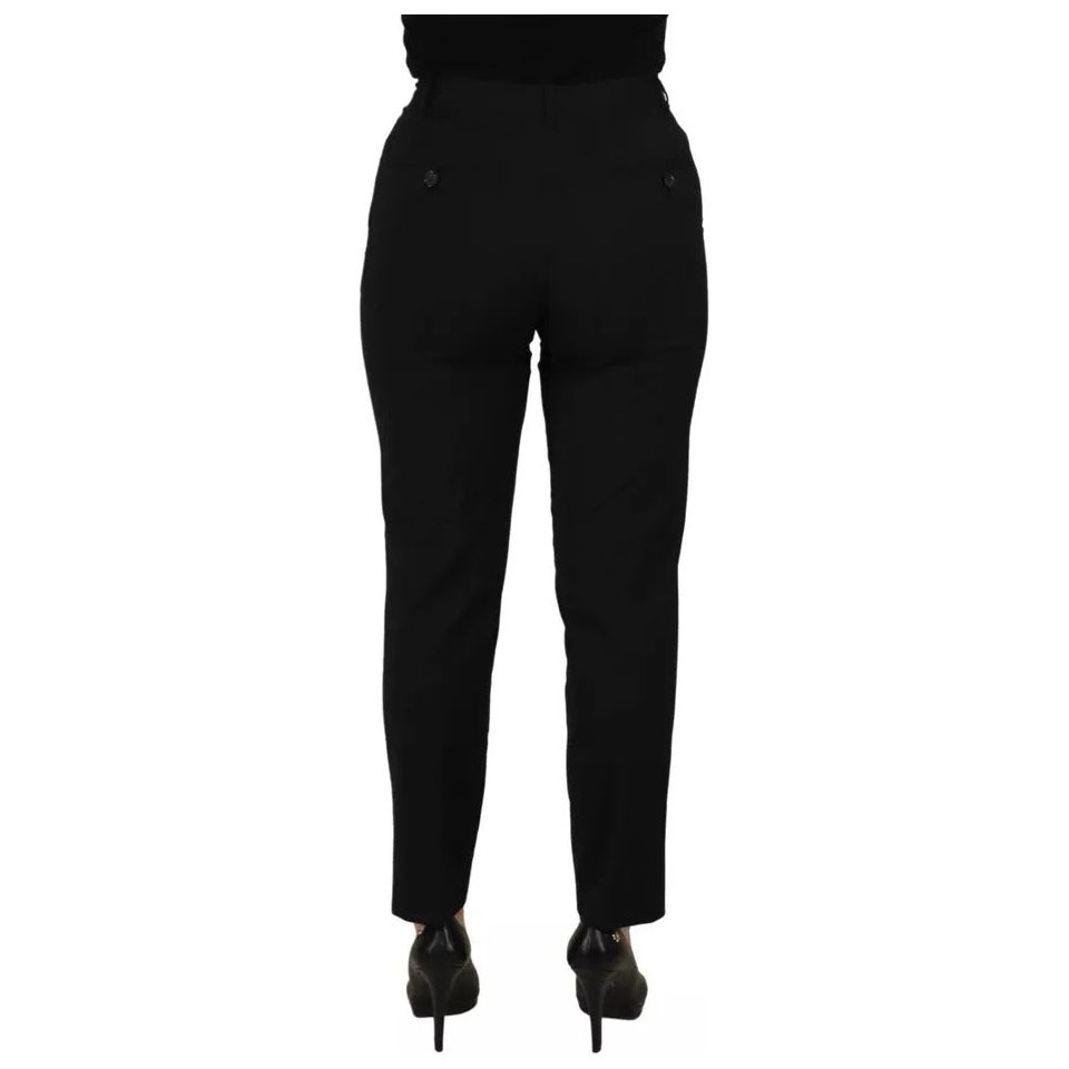 Black High Waist Tapered Trouser Pants