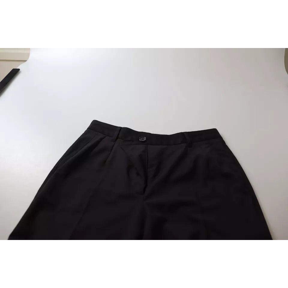 Black High Waist Tapered Trouser Pants