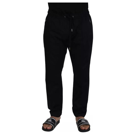 Dolce & Gabbana Black Jogging Trouser Cotton Stretch Pants Dolce & Gabbana