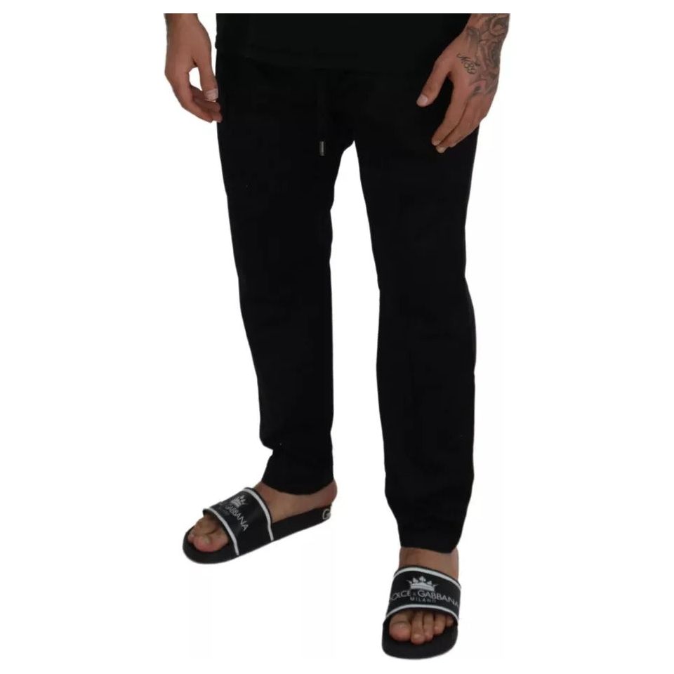 Black Jogging Trouser Cotton Stretch Pants