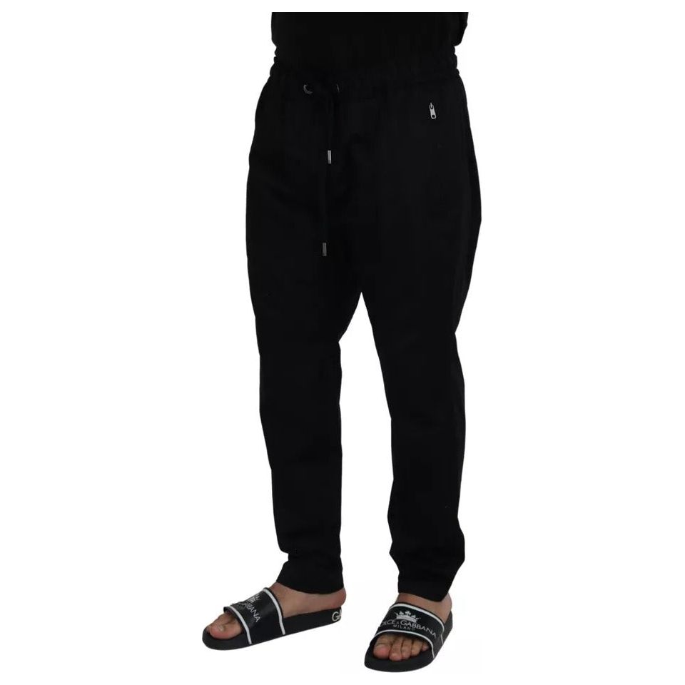 Black Jogging Trouser Cotton Stretch Pants