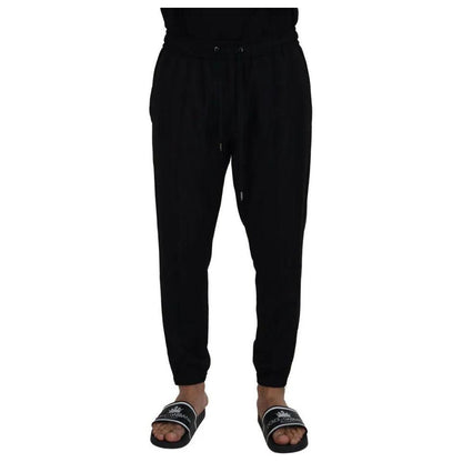 Dolce & Gabbana Black Jogger Jogging Wool Pants