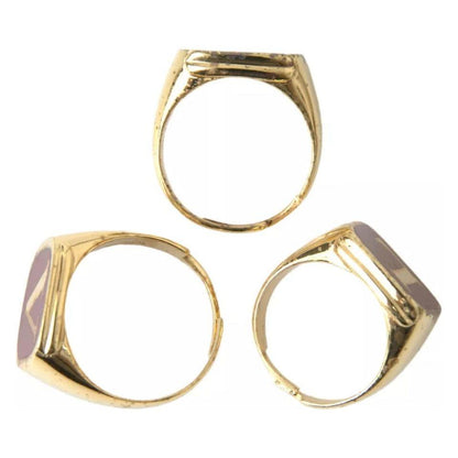Dolce & Gabbana Gold Brass LOVE Enamel Set of 3 Ring Ring