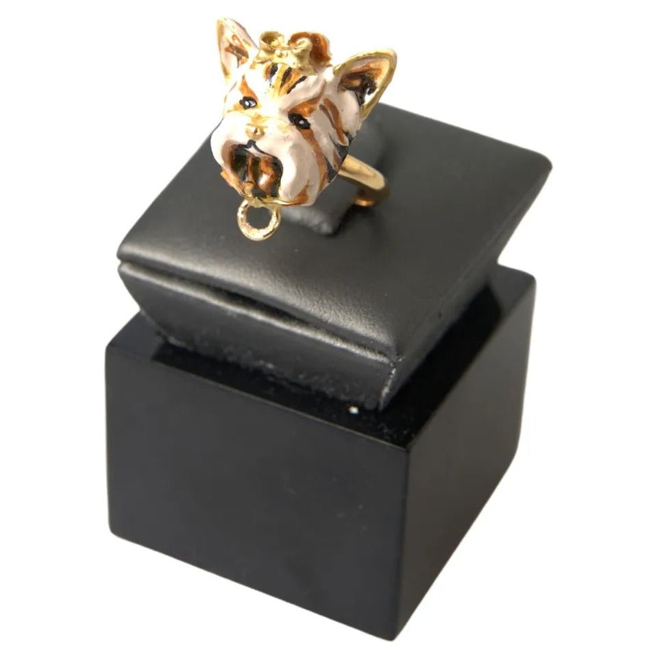 Gold Brass Resin Beige Dog Pet Accessory Ring