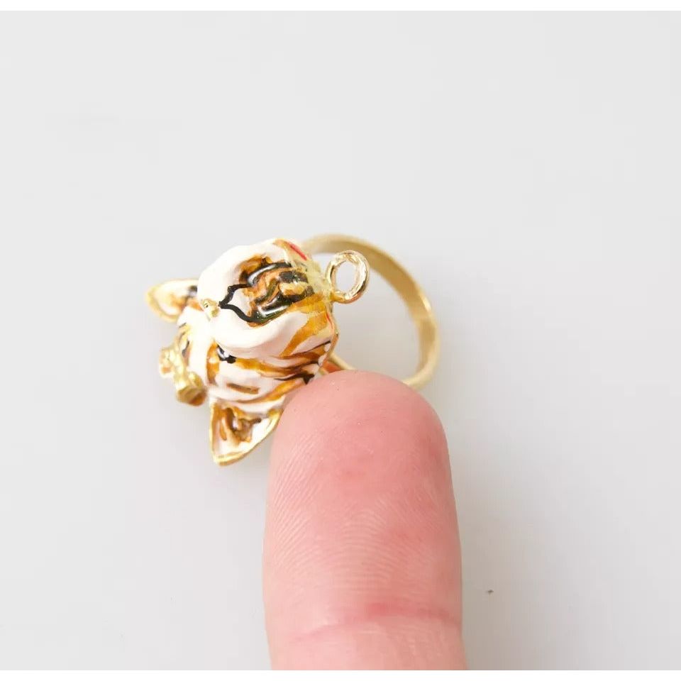 Gold Brass Resin Beige Dog Pet Accessory Ring