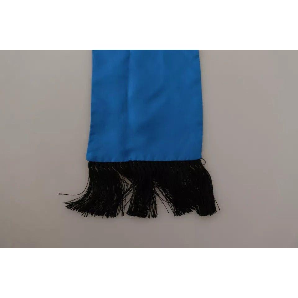 Dolce & Gabbana Royal Blue Scarf Neck Wrap Shawl Silk Scarf Dolce & Gabbana