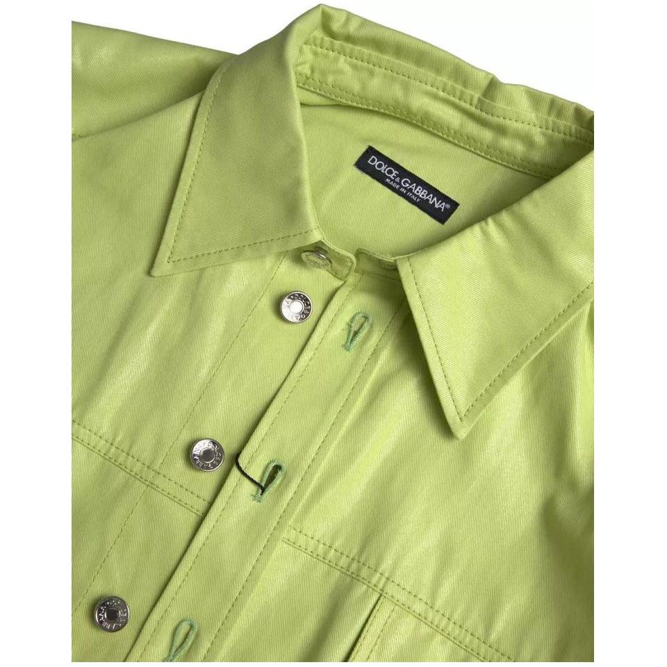 Dolce & Gabbana Green Cotton Collared Casual Button Down Shirt Dolce & Gabbana