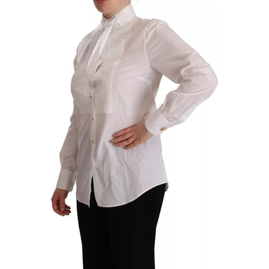 White Cotton Collared Long Sleeves Formal Shirt Top