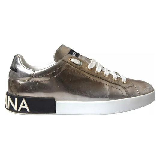 Bronze Leather Logo Sneaker Portofino Shoes