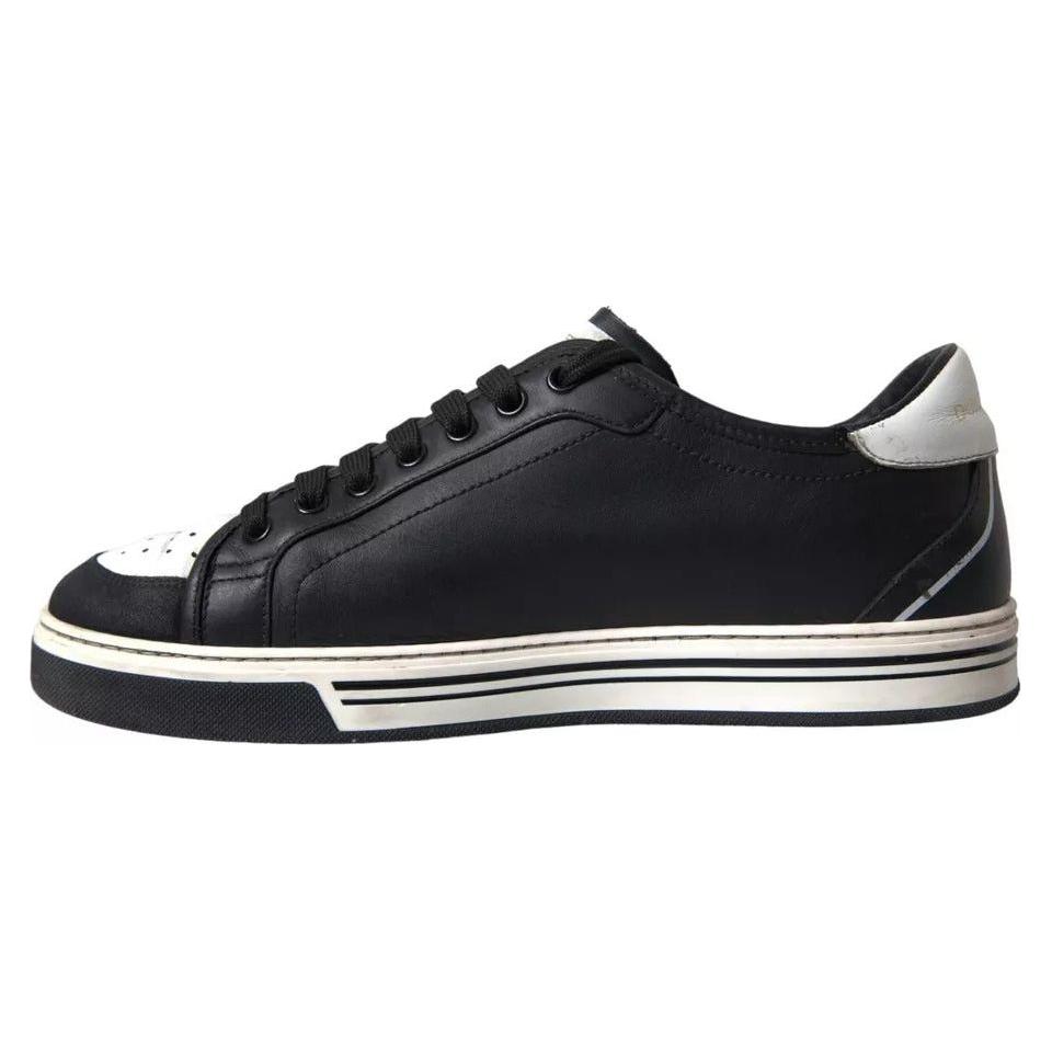 Dolce & Gabbana Black Leather Crown Milano Men Sneakers Shoes Dolce & Gabbana