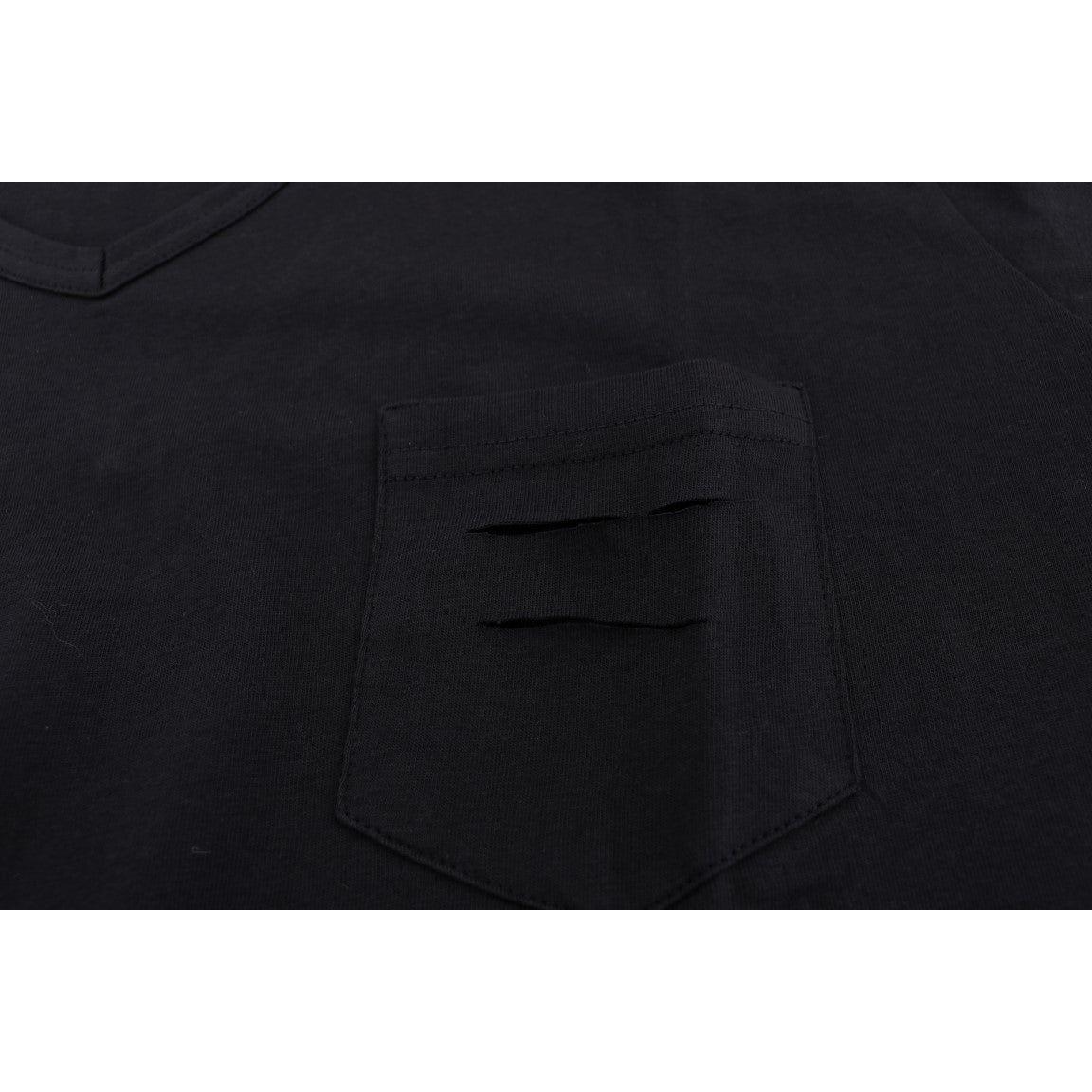 Daniele Alessandrini Blue Cotton V-neck T-Shirt