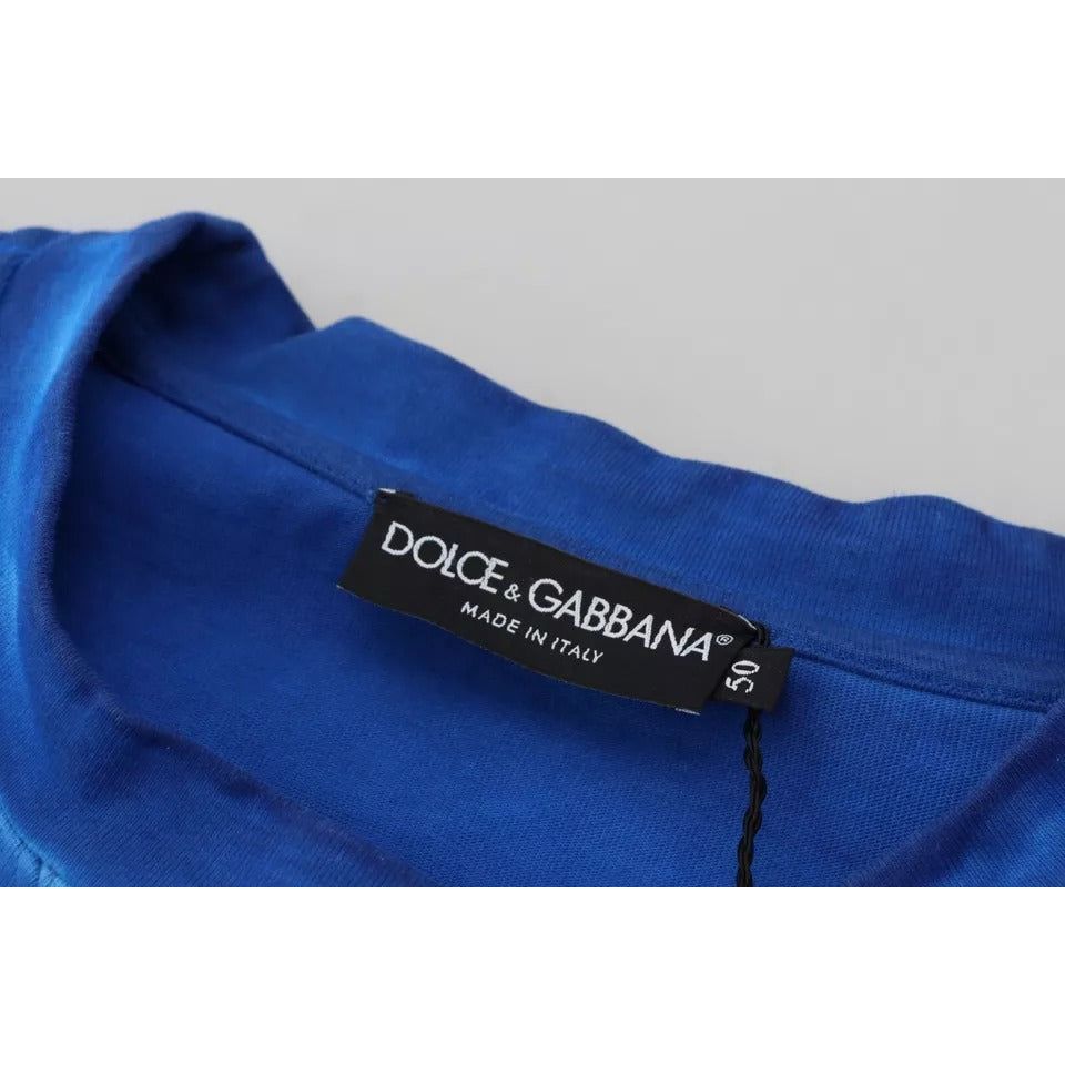 Dolce & Gabbana Blue DGWAY Cotton Crewneck Pullover Sweater Dolce & Gabbana