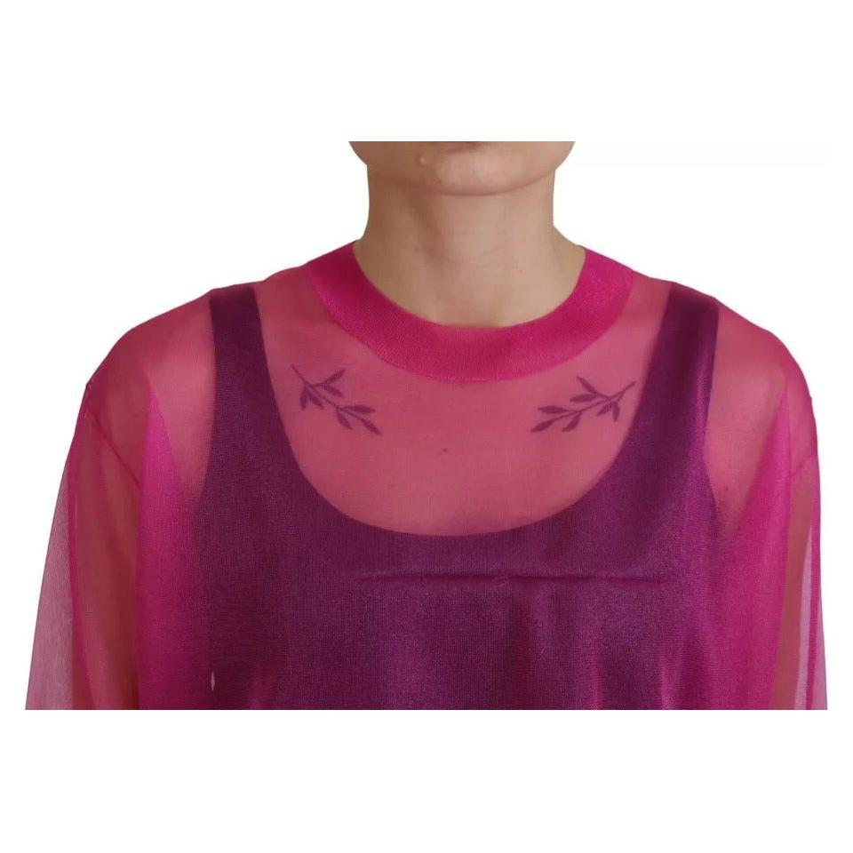 Dolce & Gabbana Fuchsia Polyester Crewneck Pullover Sweater Dolce & Gabbana