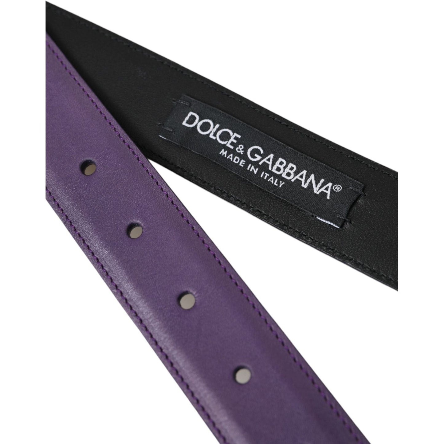 Dolce & Gabbana Purple Leather Gold Metal Buckle Belt Men Dolce & Gabbana