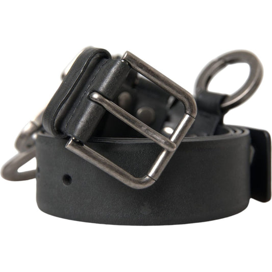 Dolce & Gabbana Black Calf Leather Silver Metal Buckle Belt Dolce & Gabbana