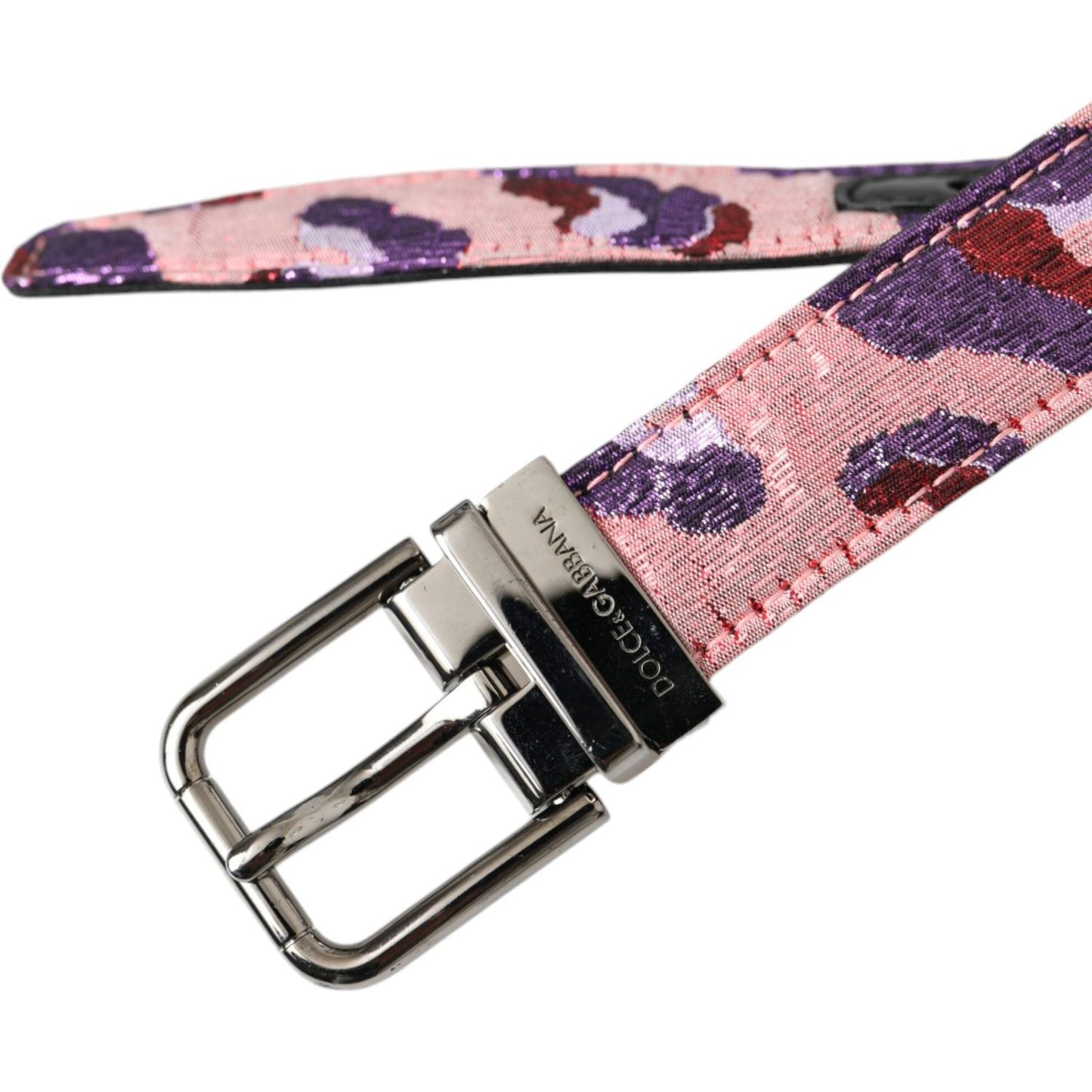 Dolce & Gabbana Multicolor Jacquard Leather Metal Buckle Belt Dolce & Gabbana