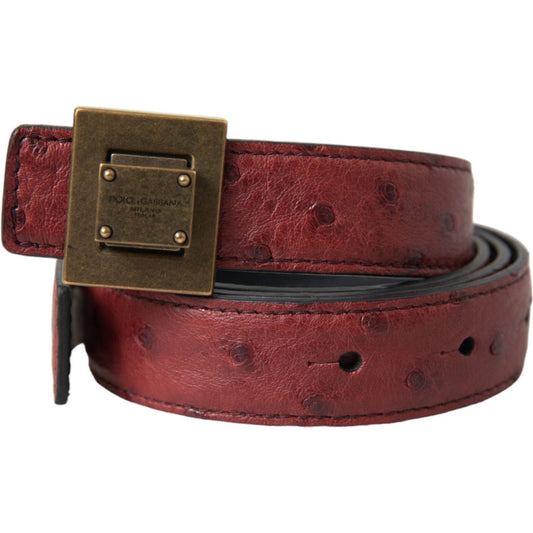 Dolce & Gabbana Brown Leather Square Metal Buckle Belt Dolce & Gabbana