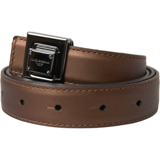 Bronze Leather Square Metal Buckle Belt