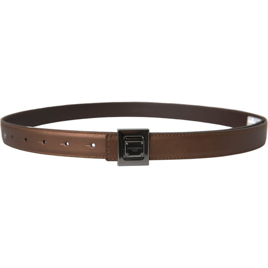 Bronze Leather Square Metal Buckle Belt