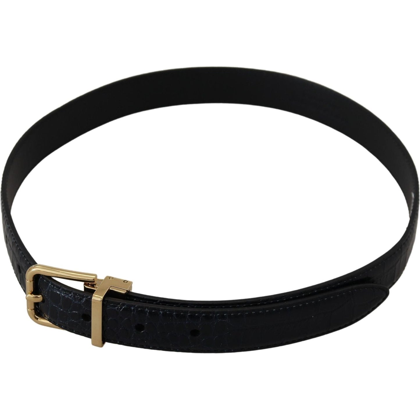 Dolce & Gabbana Black Exotic Leather Gold Metal Buckle Belt Dolce & Gabbana