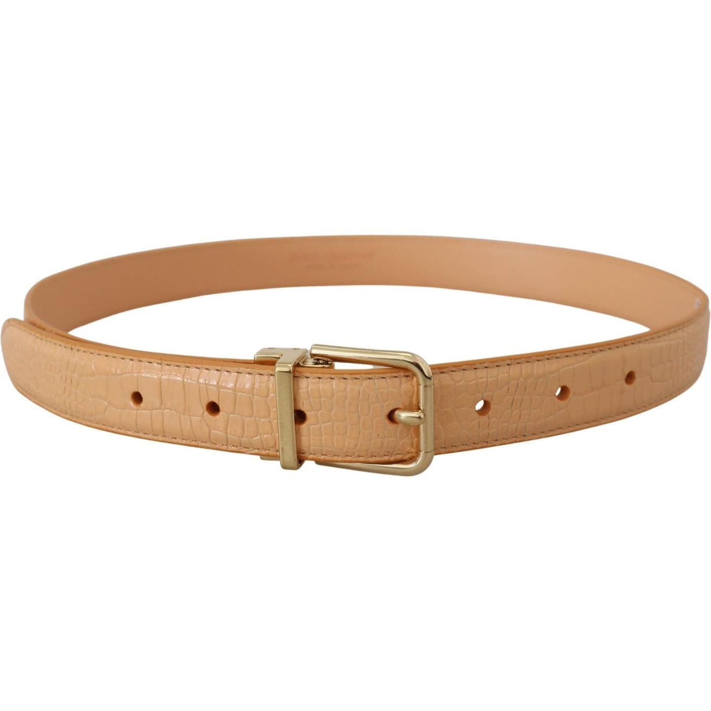 Dolce & Gabbana Beige Exotic Leather Gold Metal Buckle Belt Dolce & Gabbana