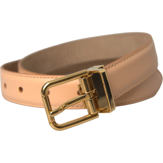 Dolce & Gabbana Beige Calfskin Leather Gold Metal Buckle Belt Dolce & Gabbana