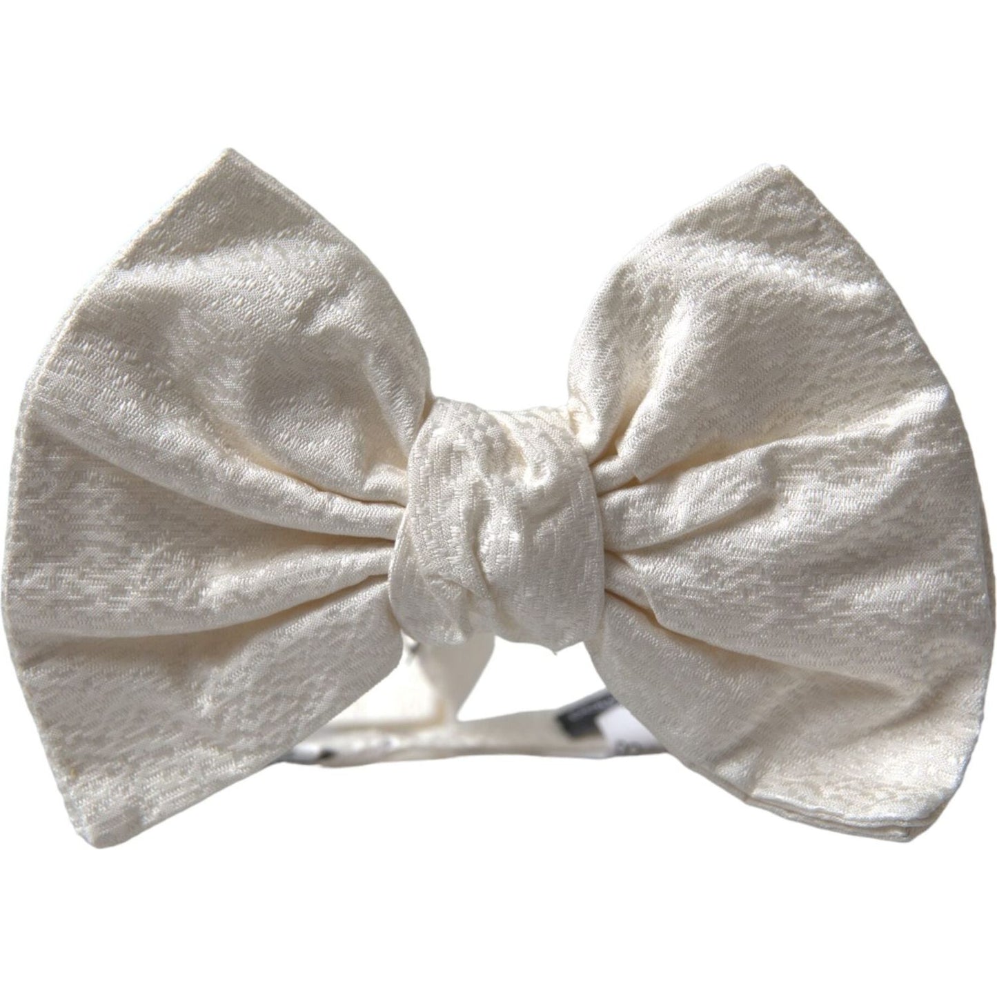 Dolce & Gabbana White Textured Cotton Adjustable Neck Bow Tie Dolce & Gabbana