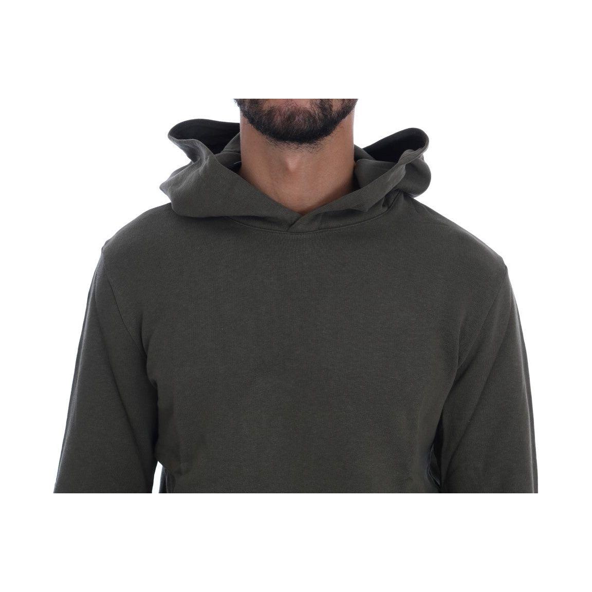 Daniele Alessandrini Elegant Green Cotton Hooded Sweater Daniele Alessandrini