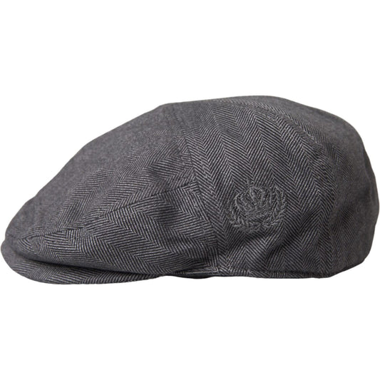 Gray Herringbone Crown Newsboy Hat Men