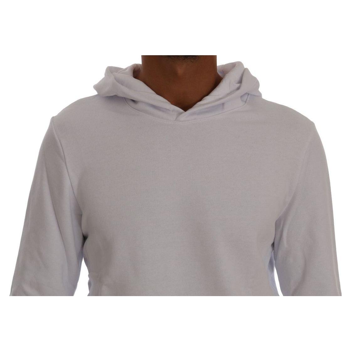 Daniele Alessandrini Elegant White Cotton Hooded Sweater Daniele Alessandrini