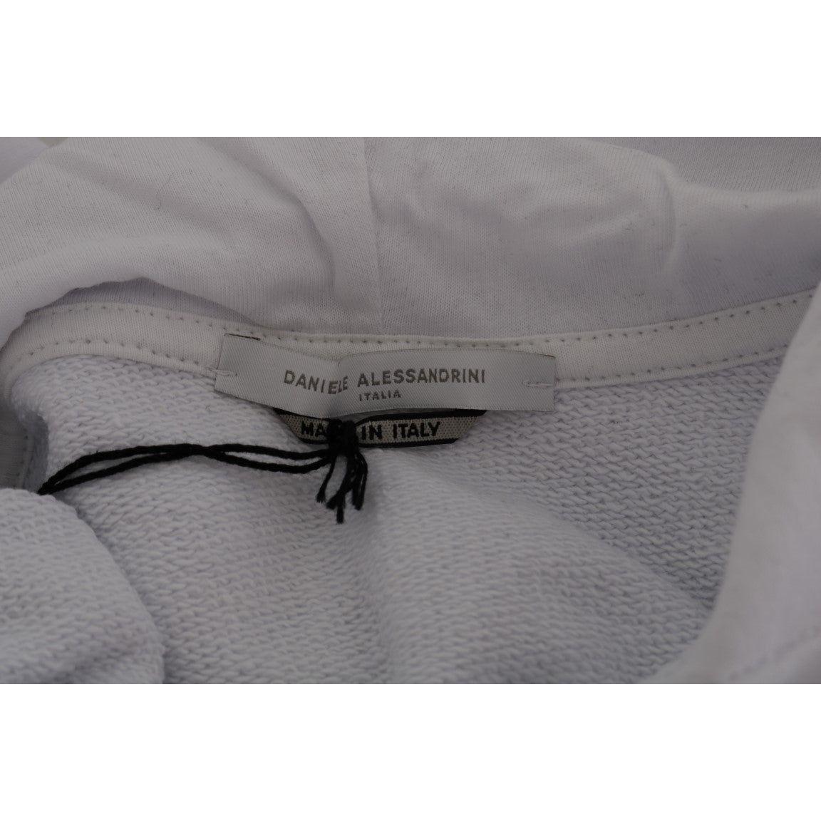 优雅白色棉质连帽毛衣