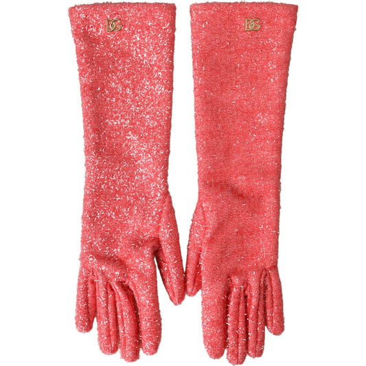 Pink Lurex Fantasia Mid Arm Length Gloves