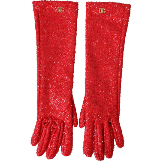 Red Lurex Fantasia Mid Arm Length Gloves