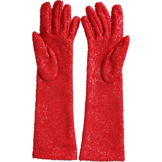 Red Lurex Fantasia Mid Arm Length Gloves